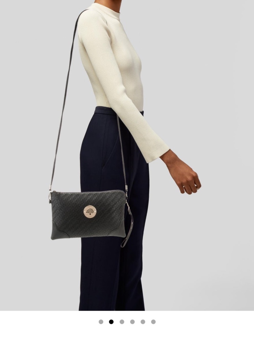 VINTAGE Mulberry Quilted Black Leather Crossbody with Gold Logo Medallion